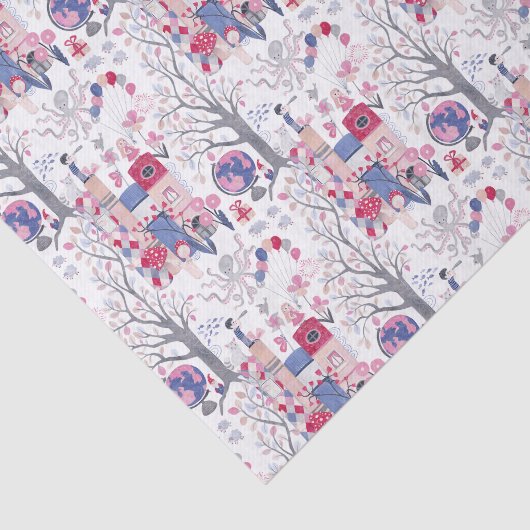 Sprookjesboeken en magische wezens wit tissuepapier (Detail)