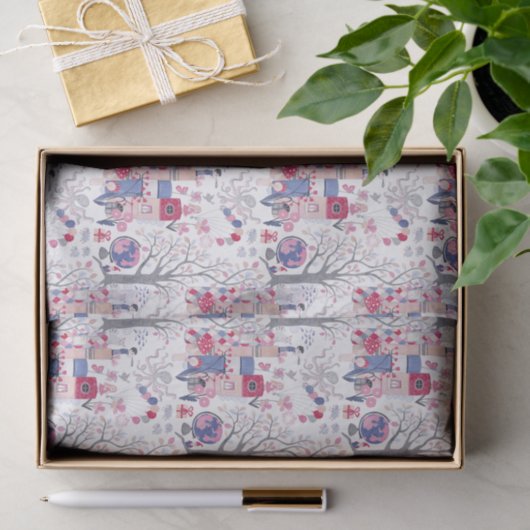 Sprookjesboeken en magische wezens wit tissuepapier (Geschenk)