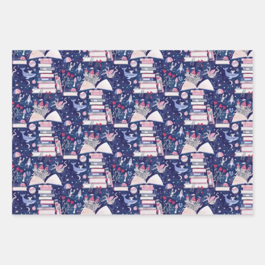 Sprookjesboeken Kasteel Set van Drie Inpakpapier Vel (Voorkant)