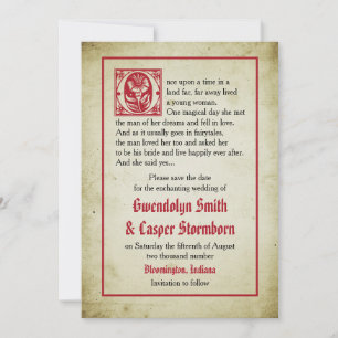 Sprookjesboekpagina   Vintage Sprookje Bewaar de D Save The Date