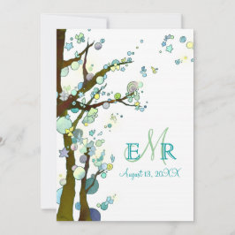 Sprookjesbomen unieke witte bruiloft kaart