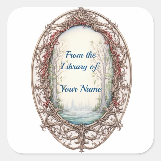 Sprookjesbos Boekplaten Vierkante Sticker (Voorkant)