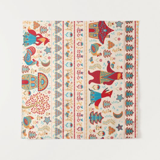 Sprookjesbos Dieren: Beige achtergrond Wandkleed (Voorkant (horizontaal))