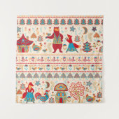 Sprookjesbos Dieren: Beige achtergrond Wandkleed (Voorkant)