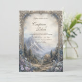 Sprookjesbos kasteel bruiloft kaart (Staand voorkant)