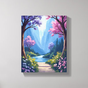 Sprookjesbos Magisch Bloemrijk Natuur Landschap Canvas Afdruk