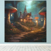 Sprookjesbos met paddenstoelen canvas afdruk (Insitu (Houten vloer))