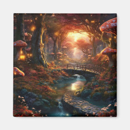 Sprookjesbos met paddenstoelen magneet