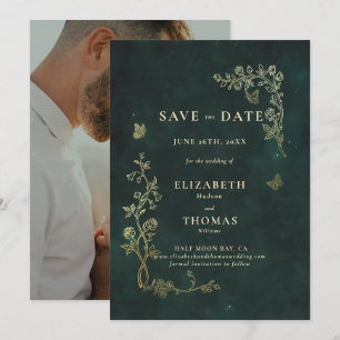 Sprookjesbos Smaragdgroene Magische Bruiloft Save The Date