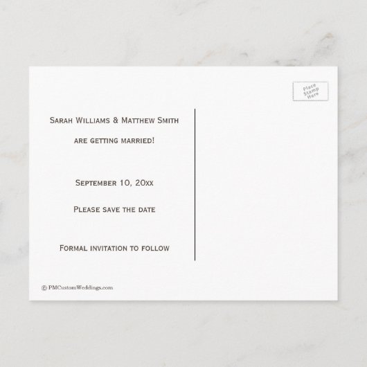 Sprookjesbruiloft Save the Date Briefkaart (Achterkant)