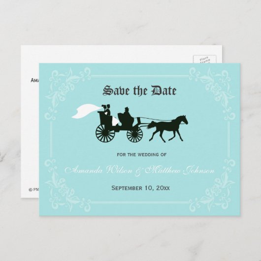 Sprookjesbruiloft Save the Date Briefkaart (Voorkant / Achterkant)