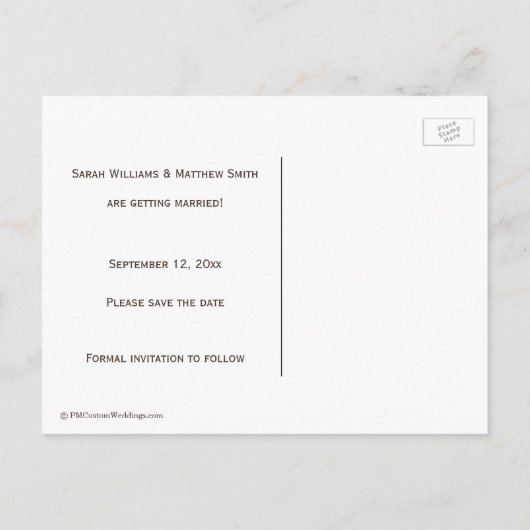 Sprookjesbruiloft Save the Date Briefkaart (Achterkant)