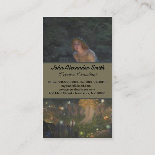 Sprookjescirkel schilderij, Midzomeravond door Hug Visitekaartje (Achterkant)