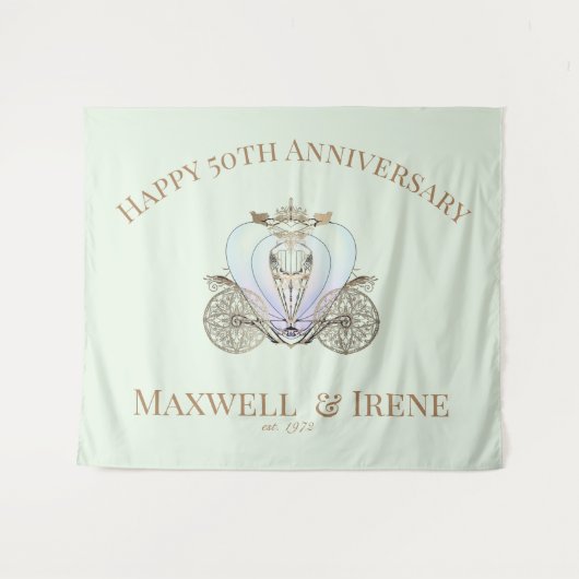 Sprookjescoach op lichtgroen wandkleed (Voorkant (horizontaal))