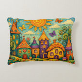 Sprookjesdorp Fantasievol Canvas Kunst Accent Kussen (Voorkant)