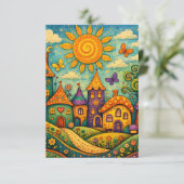 Sprookjesdorp Fantasievol Canvas Kunst Bedankkaart (Staand voorkant)