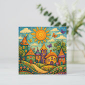 Sprookjesdorp Fantasievol Canvas Kunst Bedankkaart (Staand voorkant)