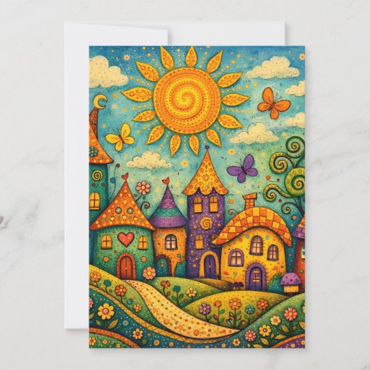 Sprookjesdorp Fantasievol Canvas Kunst Kaart (Voorkant)