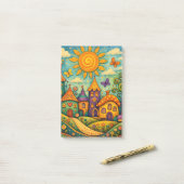 Sprookjesdorp Fantasievol Kunstwerk op Canvas Post-it® Notes (Op bureau)