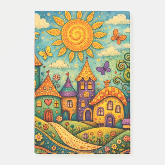 Sprookjesdorp Fantasievol Kunstwerk op Canvas Post-it® Notes (Voorkant)