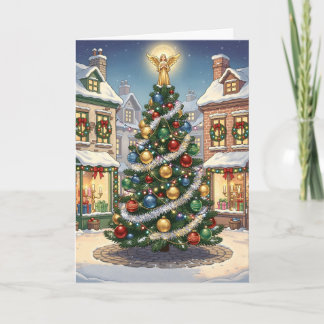 Sprookjesdorp Kerstboom met engel Kaart