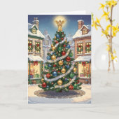 Sprookjesdorp Kerstboom met engel Kaart (Gele Bloem)