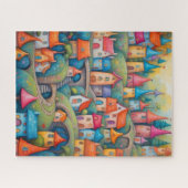 Sprookjesdorp met Fantasievolle Kleuren Legpuzzel (Horizontaal)