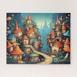 Sprookjesdorp met Paddenstoeldaken Legpuzzel