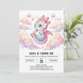 Sprookjesdraak 1e verjaardag kaart (Staand voorkant)