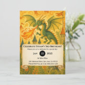 Sprookjesdraak en Ridder Illustratie Verjaardag Kaart (Staand voorkant)