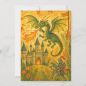 Sprookjesdraak en Ridder Illustratie Verjaardag Kaart (Achterkant)