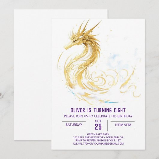 Sprookjesdraak Feest Verjaardag Kaart (Voorkant / Achterkant)