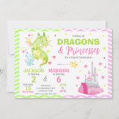 Sprookjesdraak Prinses Gezamenlijke Verjaardag Kaart (Voorkant)