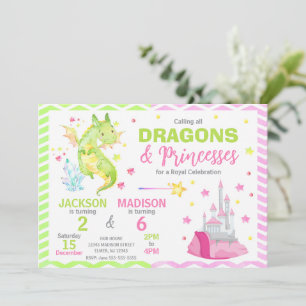 Sprookjesdraak Prinses Gezamenlijke Verjaardag Kaart