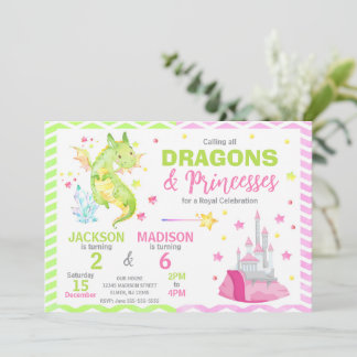 Sprookjesdraak Prinses Gezamenlijke Verjaardag Kaart