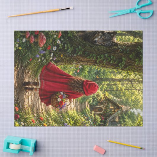 Sprookjesdromen In Rood Inpakpapier Decoupage Papi Tissuepapier (Craft)