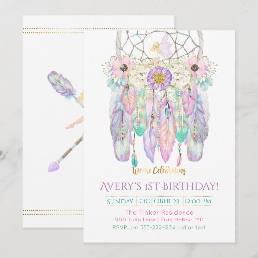 Sprookjesdroomvanger Boho Veren Pijlen Kaart (Voorkant / Achterkant)