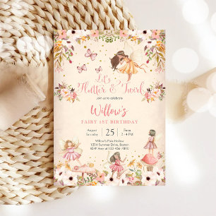 Sprookjesfee 1e verjaardagsfeest uitnodiging