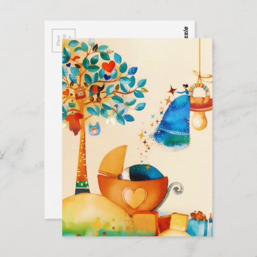 Sprookjesfee gefeliciteerd pasgeboren baby briefkaart (Voorkant / Achterkant)