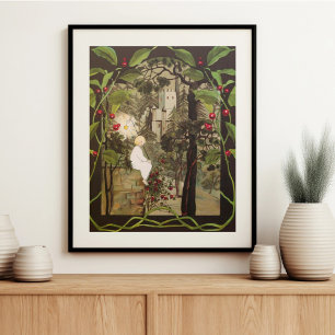 Sprookjesfee in feeënbos met kasteel poster