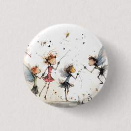 Sprookjesfee knop, badge, pin schattig ronde button 3,2 cm
