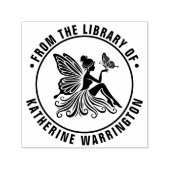 Sprookjesfee met vlinder bibliotheek boeknaam  zelfinktende stempel (Design)