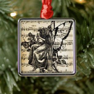 Sprookjesfee & Muziek Metalen Ornament