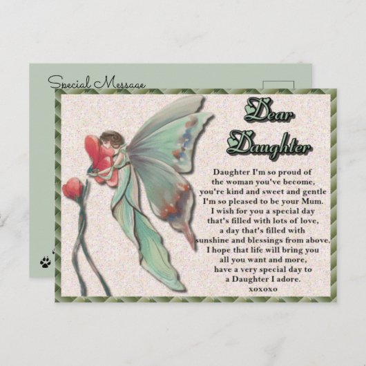 Sprookjesfee Verjaardag Briefkaart (Voorkant / Achterkant)