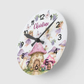 Sprookjesfeeën met eigen naam Roze Paddenstoelen Ronde Klok (Hoek)