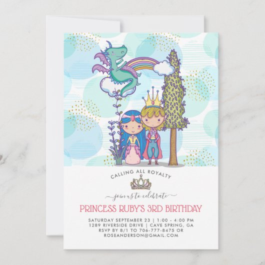Sprookjesfeest Uitnodiging | Prins & Prinses (Voorkant)