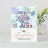 Sprookjesfeest Uitnodiging | Prinses & Draken (Staand voorkant)