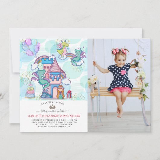 Sprookjesfeest Uitnodiging | Prinses & Draken (Voorkant)