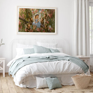 Sprookjesfiguur in blauwe jurk met Gumnut sprookje Perfect Poster
