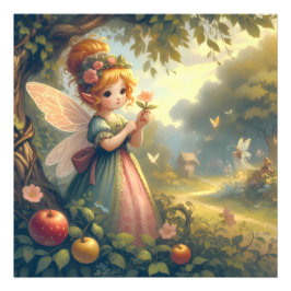 Sprookjesfiguur in de tuin foto afdruk